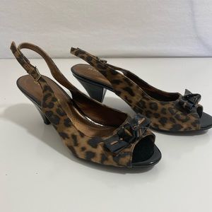 ❤️ 3/20 Naturalizer Cheetah Peep Toe Sling Back 7